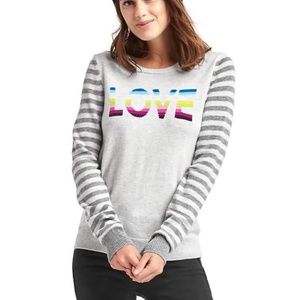 GAP Rainbow Love Sweater light gray XS